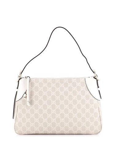 Pre-Owned Gucci Medium Emblem Shoulder Bag Gg Coated Canvas with Leather