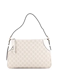 Pre-Owned Gucci Medium Emblem Shoulder Bag Gg Coated Canvas with Leather