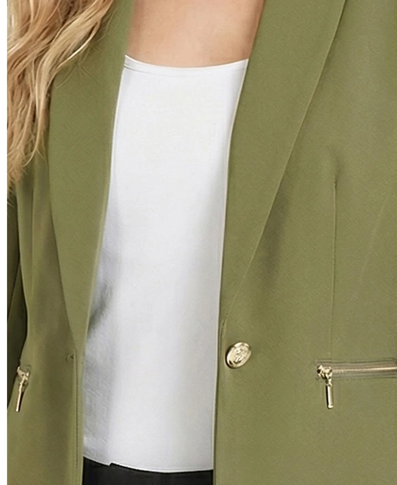 Ny Collection Petite Cropped Long Sleeve Crepe Jacket