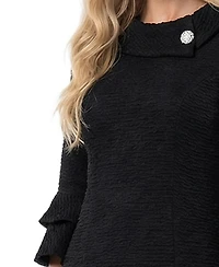 Ny Collection Petite 3/4 Sleeve Shawl Collar Dress