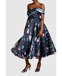 Coast Women's Stripe Organza Pleat Top Midi Dress