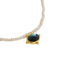 Ottoman Hands Sorel Pearl and Labradorite Beaded Necklace
