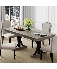 gaomon 71" Wooden Kitchen Table with Two Drawers, Large Dining Table for 6-8 Large Tabletop and Sturdy Frame, Rectangular Dining Table