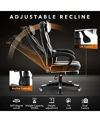 gaomon Gaming Chair with Footrest and Massage Lumbar Support,Big and Tall Ergonomic Computer Game Desk Chair,High Back Pu Leather Recliner