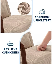 gaomon Mid-Century Modern Accent Chair, Wide-Wale Corduroy Upholstery, Solid Wood Armchair with Removable Lumbar Pillow, Sturdy Reading Chair.
