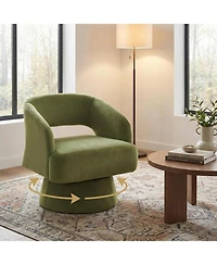 gaomon Modern Swivel Barrel Accent Chair, Upholstered Armchair with Striped Backrest and Plush Padding, Comfy Round Lounge Chair