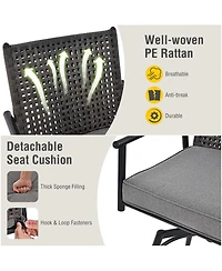 Gymax Patio Swivel Bar Stools Set of Outdoor Counter Height Bar Chairs w/ Pe Rattan