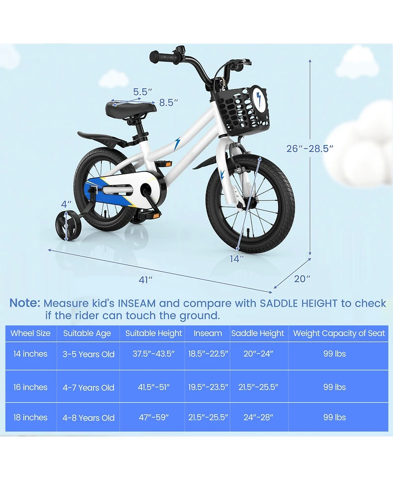 Slickblue Kids Bicycle with Training Wheels