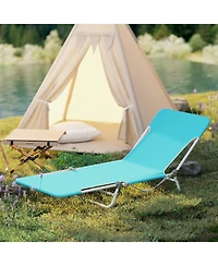 Slickblue 2 Pieces 5-position Lay Flat Beach Recliner with Carry Strap and Metal