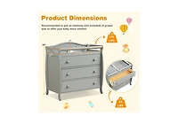 Gouun Baby Changing Table with 3 Storage Drawers and Safety Belt