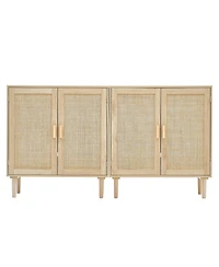 Gouun Set of 2 Rattan Storage Cabinets with Adjustable Shelves
