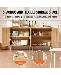 Gouun Set of 2 Rattan Storage Cabinets with Adjustable Shelves