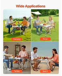 Gouun Adjustable Folding Camping Table with Mesh Shelf and Carry Handle