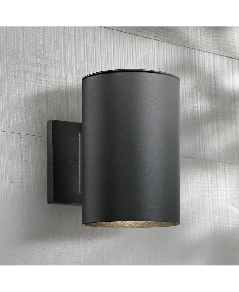 Possini Euro Design Modern Outdoor Wall Light Fixture Led Downlight Cylinder Shade for Exterior Barn Deck House Porch Yard Patio Outside