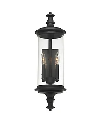 Possini Euro Design Medici Modern Outdoor Wall Light Fixture Black Metal Clear Glass for Post Exterior Barn Deck House Porch Yard Patio Home