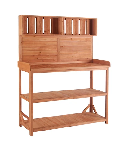 sumyeg 65" Large Wooden Farmhouse Rustic Outdoor Potting Bench Table, Patio Workstation, Garden