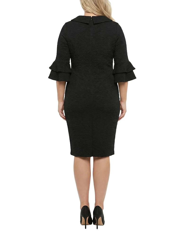 Ny Collection Plus 3/4-Sleeve Shawl Collar Dress