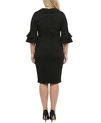 Ny Collection Plus 3/4-Sleeve Shawl Collar Dress
