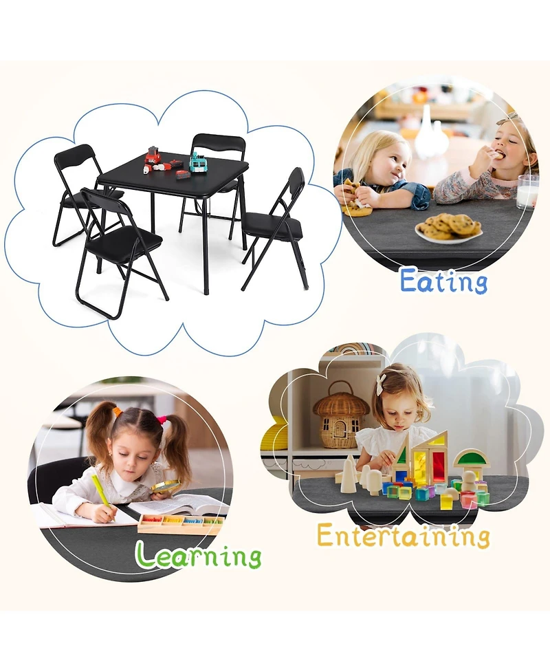 gaomon 5-Piece Folding Card Table and Chair Set- Upholstered- Portable Metal Frame- Indoor Outdoor Use