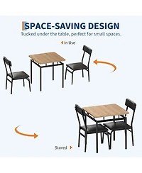 gaomon 3-Piece Dining Table Set with Wooden Top, Metal Frame and 2 Pu Upholstered Chairs, for Kitchen and Dining Room