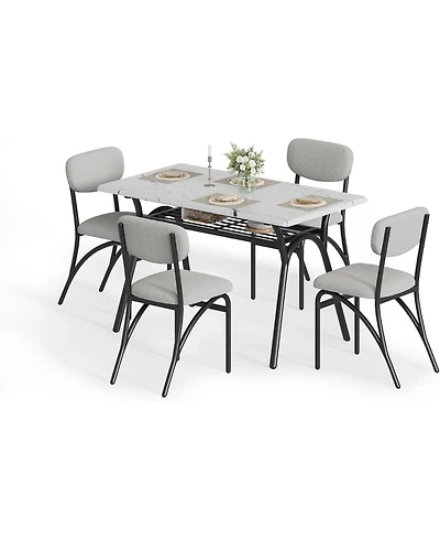 gaomon 4-Person Modern Dining Set with Storage Table and Boucle Chairs, for Small Spaces