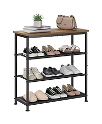 Homfan Slim Shoe Rack with Metal Frame and Fabric Shelves, Adjustable Shoe Storage Organizer for Entryway, Bedroom