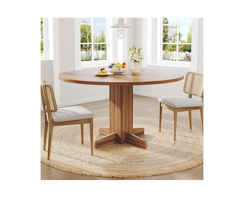 gaomon 4-Person Small Round Farmhouse Dining Table with Pedestal