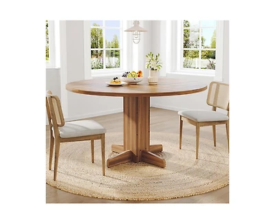 gaomon 4-Person Small Round Farmhouse Dining Table with Pedestal