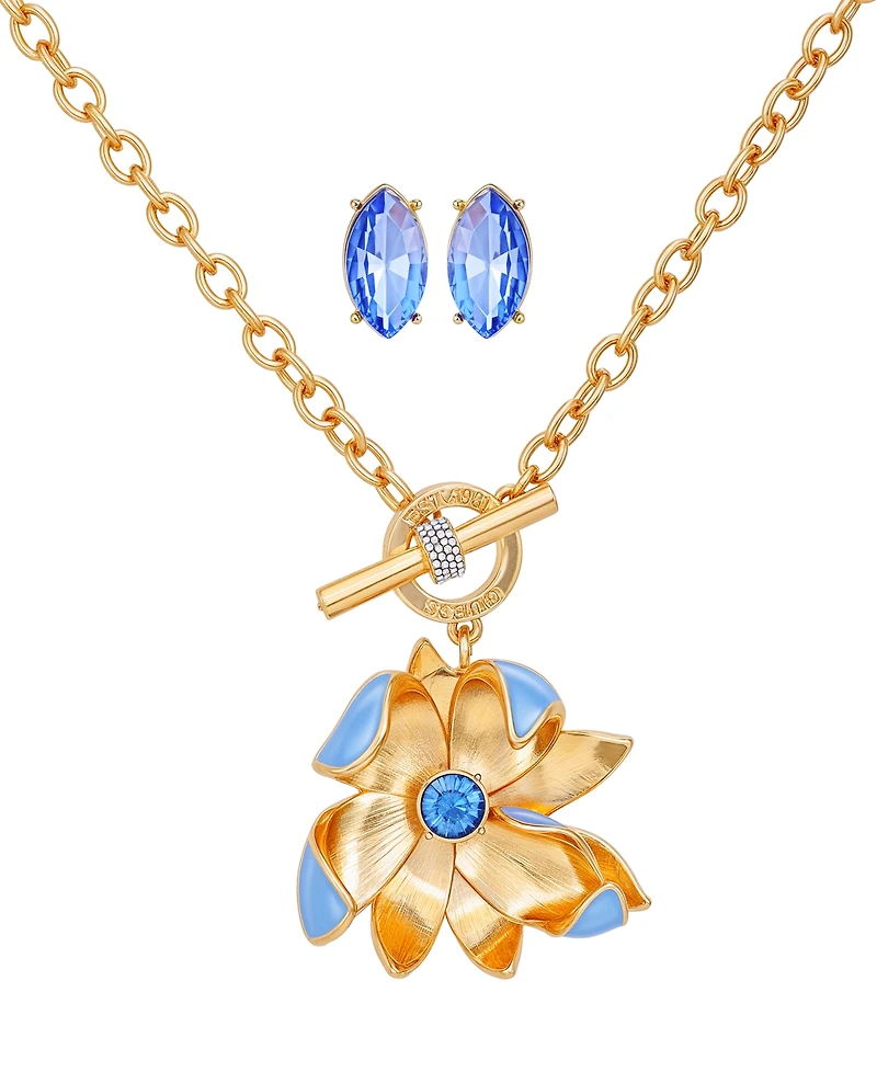 Guess 2-Pc. Gold-Tone Toggle Necklace & Stud Earrings Set