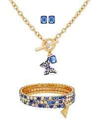 Guess 3-Pc. Rose Gold-Tone Necklace, Bracelet & Stud Earrings Set