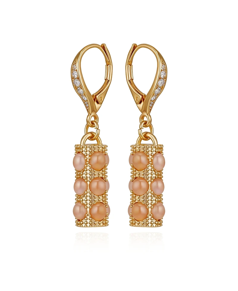 Guess Gold-Tone Rose Stone Lever-Back Drop Earrings