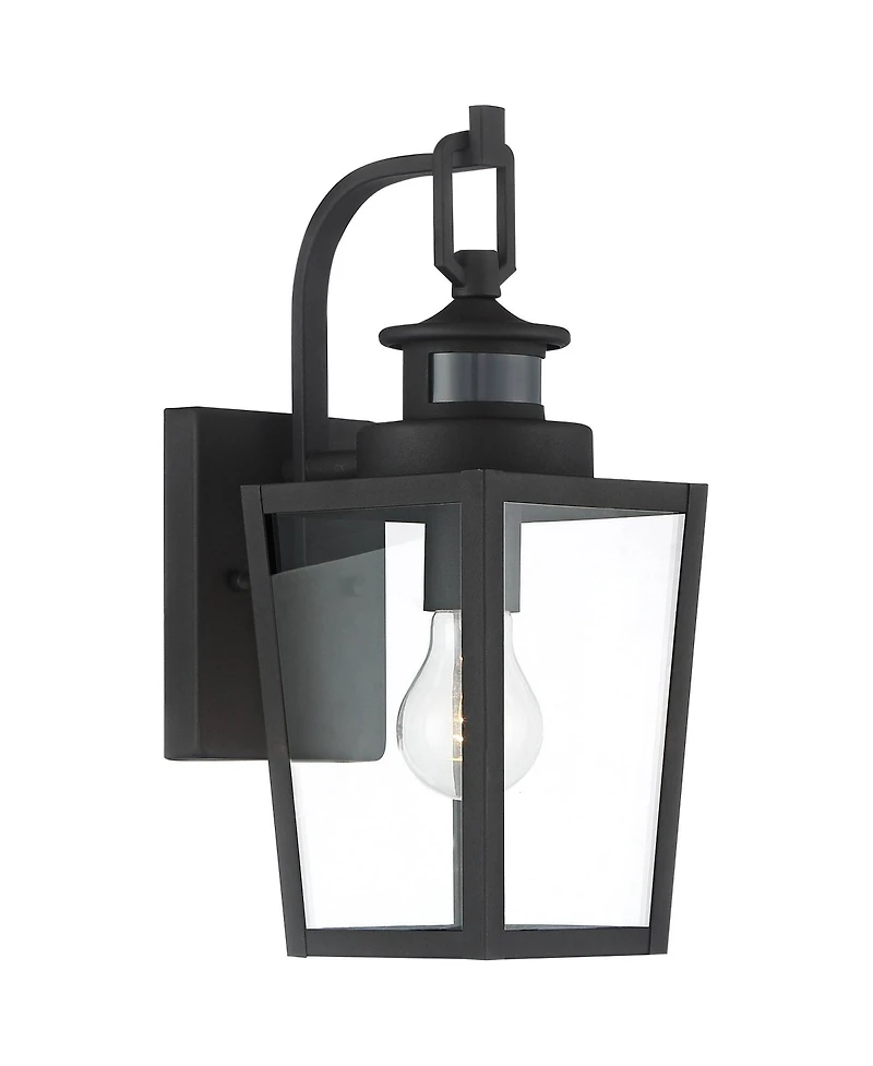 Possini Euro Design Ackerly Modern Outdoor Wall Light Fixtures Set of 2 Dusk to Dawn Motion Sensor Clear Glass for Post Exterior