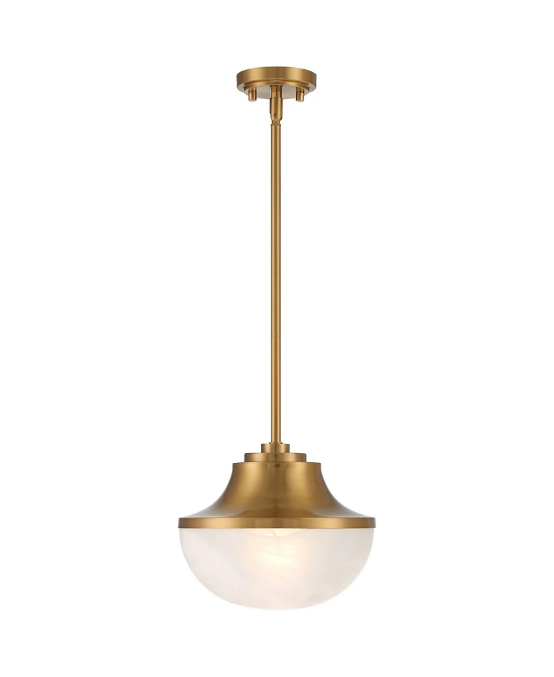 Possini Euro Design Zachary Warm Gold Mini Pendant Light Wide Modern White Glass Fixture for Dining Room House Kitchen Island