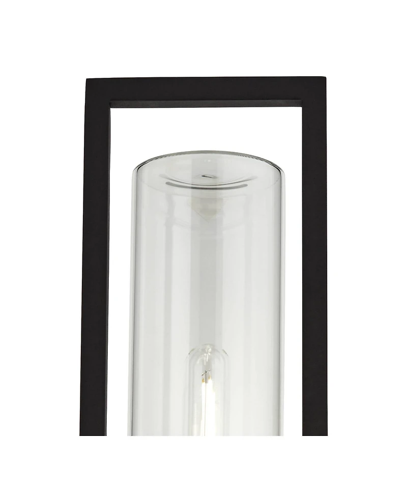 Possini Euro Design Reed High Modern Outdoor Wall Light Fixture Mount Porch House Weatherproof Sand Finish Glass Shade