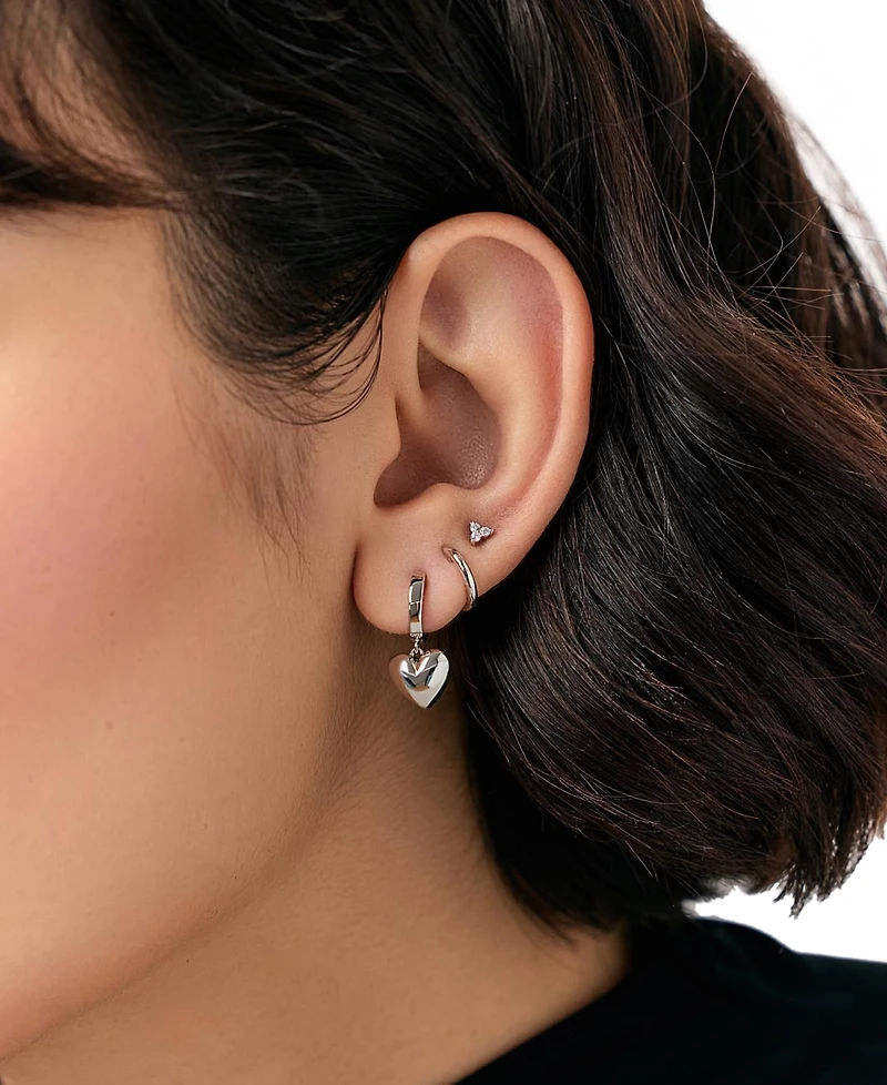 Ana Luisa Jessica Puffed Silver Heart Hoop Earrings