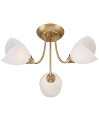 Possini Euro Design Nessa Wide Warm Brass Tulips 3-Light Ceiling Light