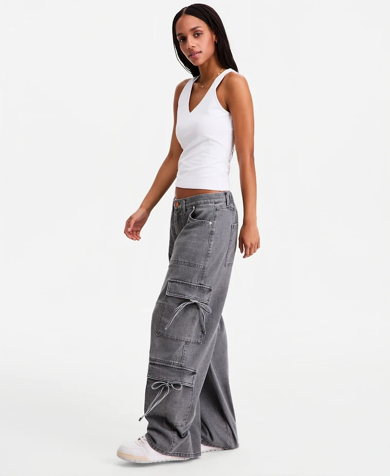 Vanilla Star Women's Bow Wide-Leg Jeans
