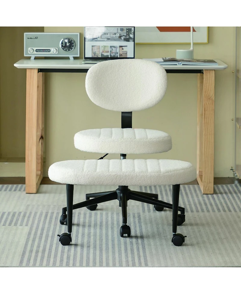 Streamdale Furniture Ergonomic Cross-Legged Swivel Desk Chair with Back Support