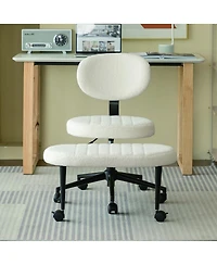 Streamdale Furniture Ergonomic Cross-Legged Swivel Desk Chair with Back Support