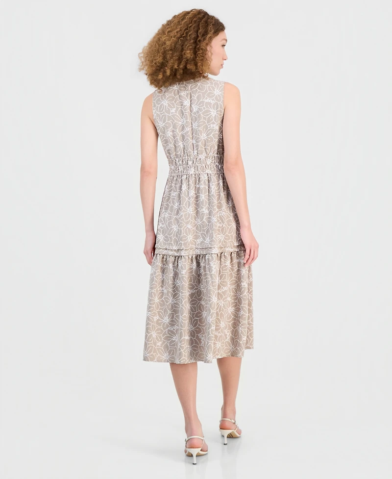 Robbie Bee Women's Sleeveless Elastic-Waist Midi Dress