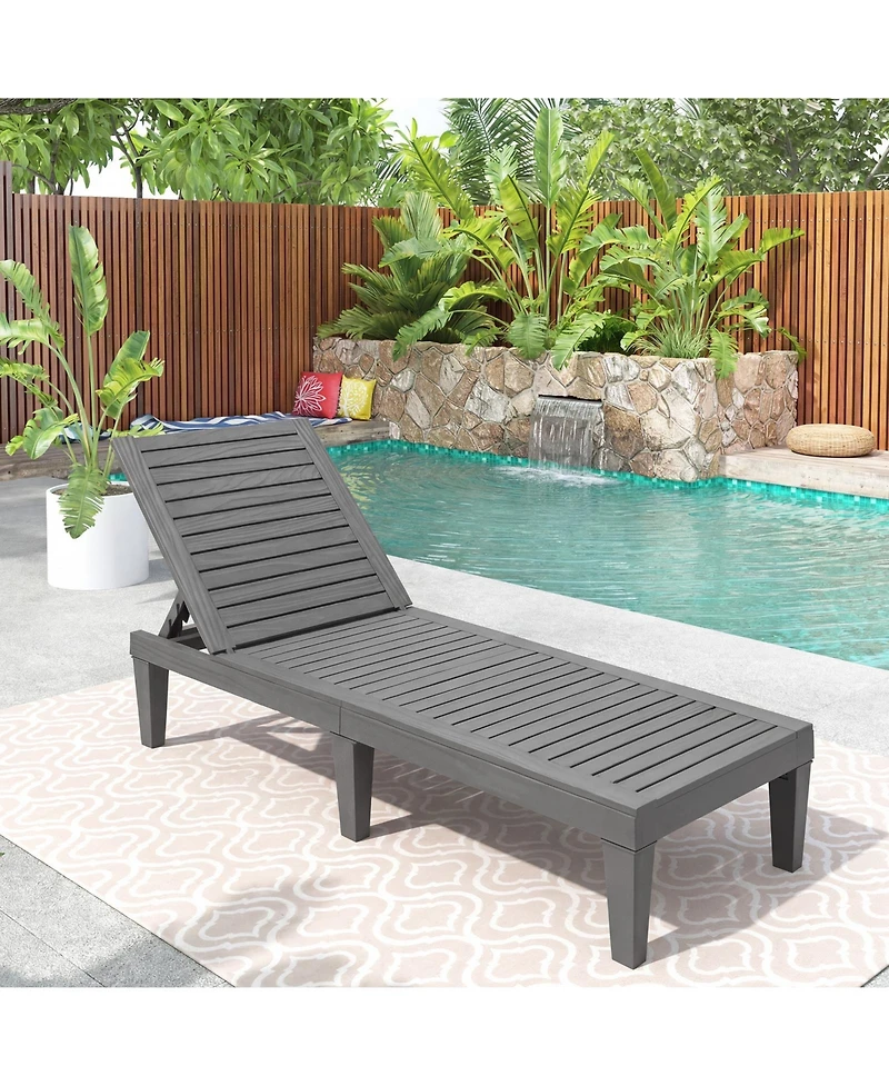 Slickblue Outdoor Chaise Lounge Chair with 5 Positions Adjustable Backrest