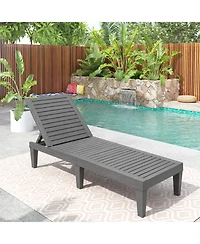 Slickblue Outdoor Chaise Lounge Chair with 5 Positions Adjustable Backrest