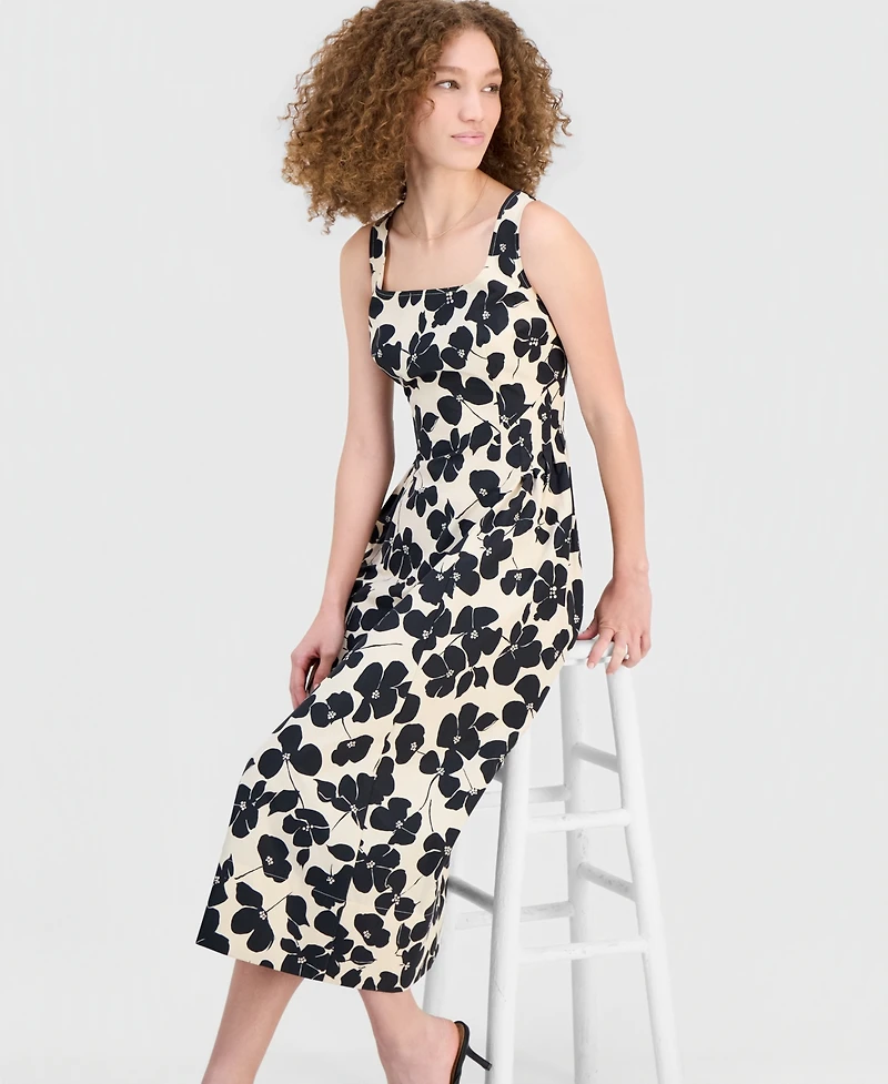 Robbie Bee Women's Square-Neck Sleeveless Midi Dress