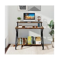 Gouun Rolling Computer Desk with Charging Station