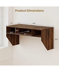 Gouun Wall-Mounted Floating Desk with 3 Storage Cubes