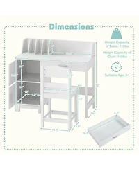Gouun Wooden Kids Study Desk and Chair Set with Book Sorters and Cabinets