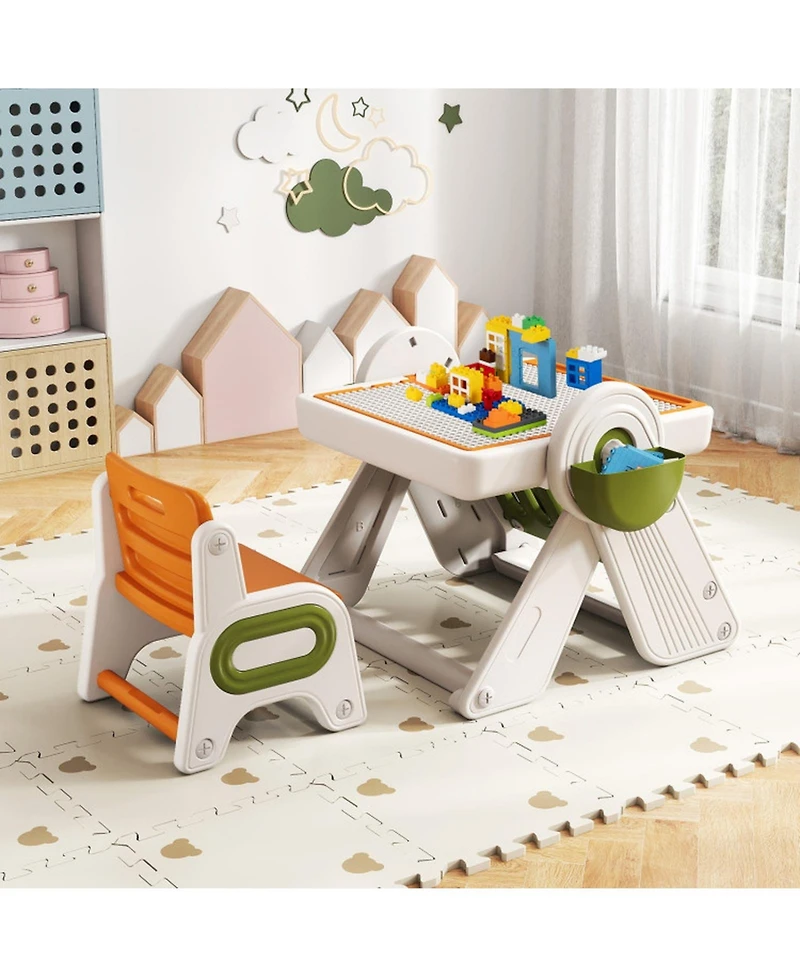 Gouun 6-in-1 Kids Activity Table and Chair Set with Folding Art Easel