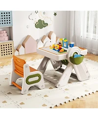 Gouun 6-in-1 Kids Activity Table and Chair Set with Folding Art Easel