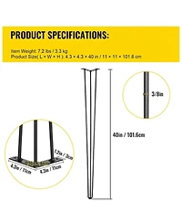 Gouun Hairpin Table Legs Set of 4, Carbon Steel,