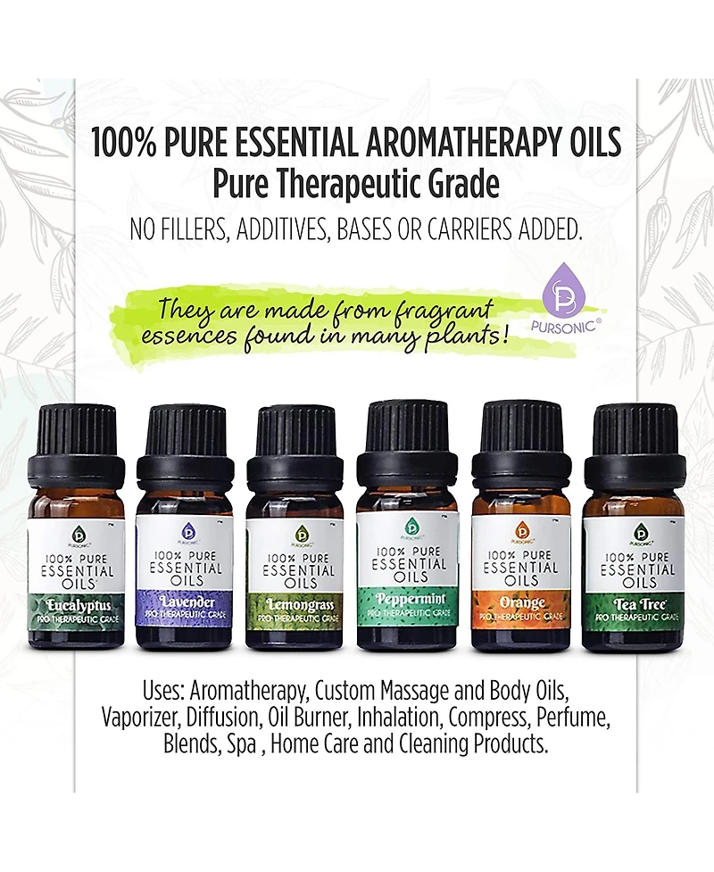 Pursonic Ultrasonic Diffuser, 360degree(s) Speaker, and Essential Oils Set